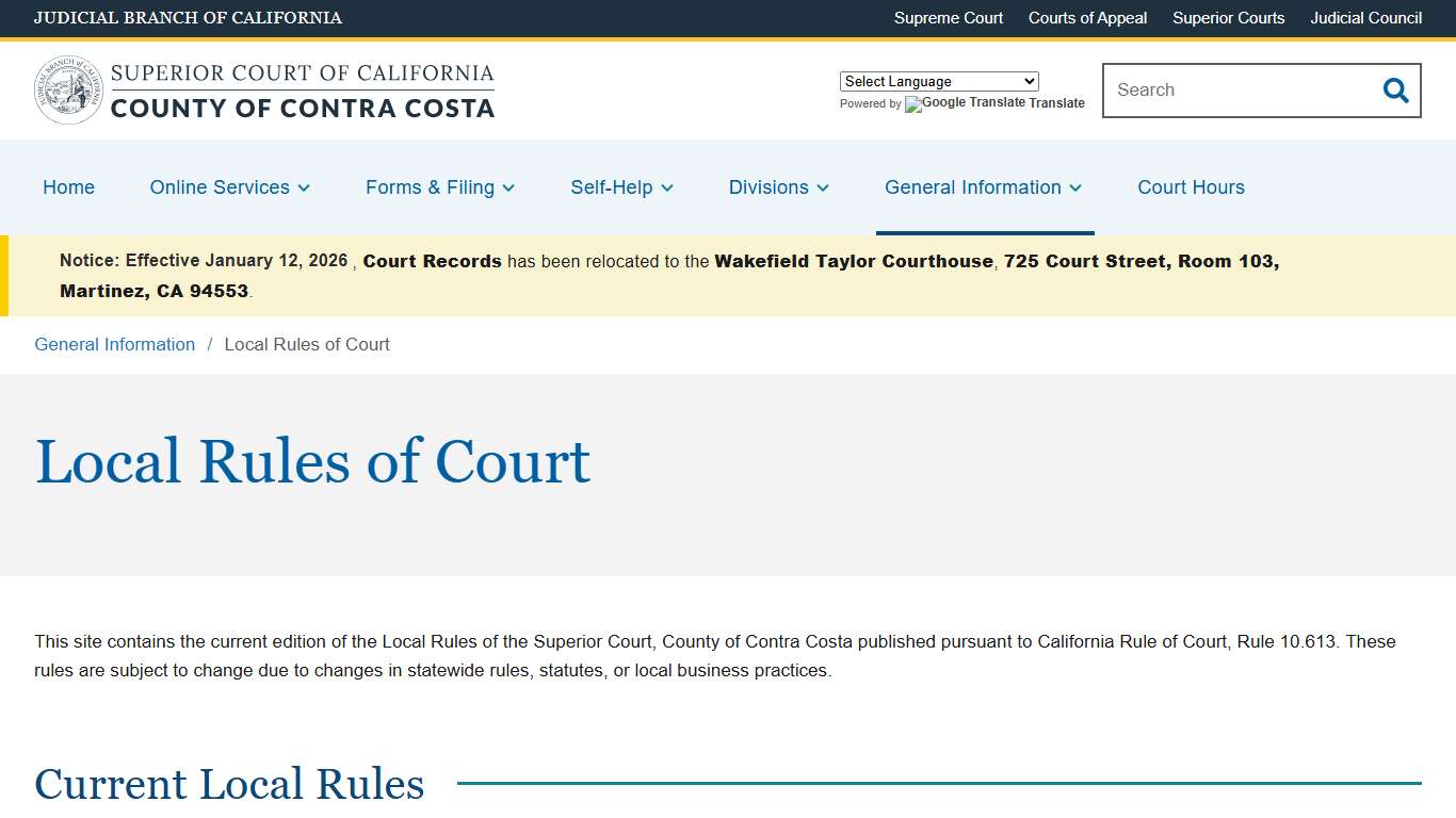 Local Rules of Court | Superior Court of California | County of Contra Costa